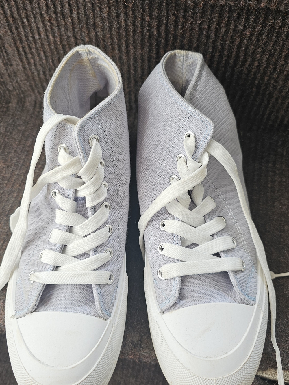 Classic High-Top Canvas Sneakers in Light Gray